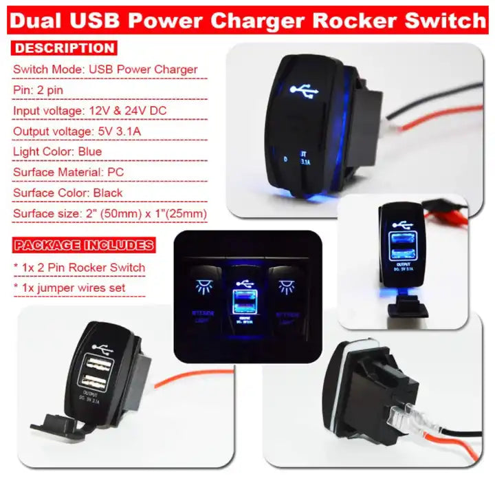 ARB Carling Rocker Toggle Switch | Dual USB Power Charger