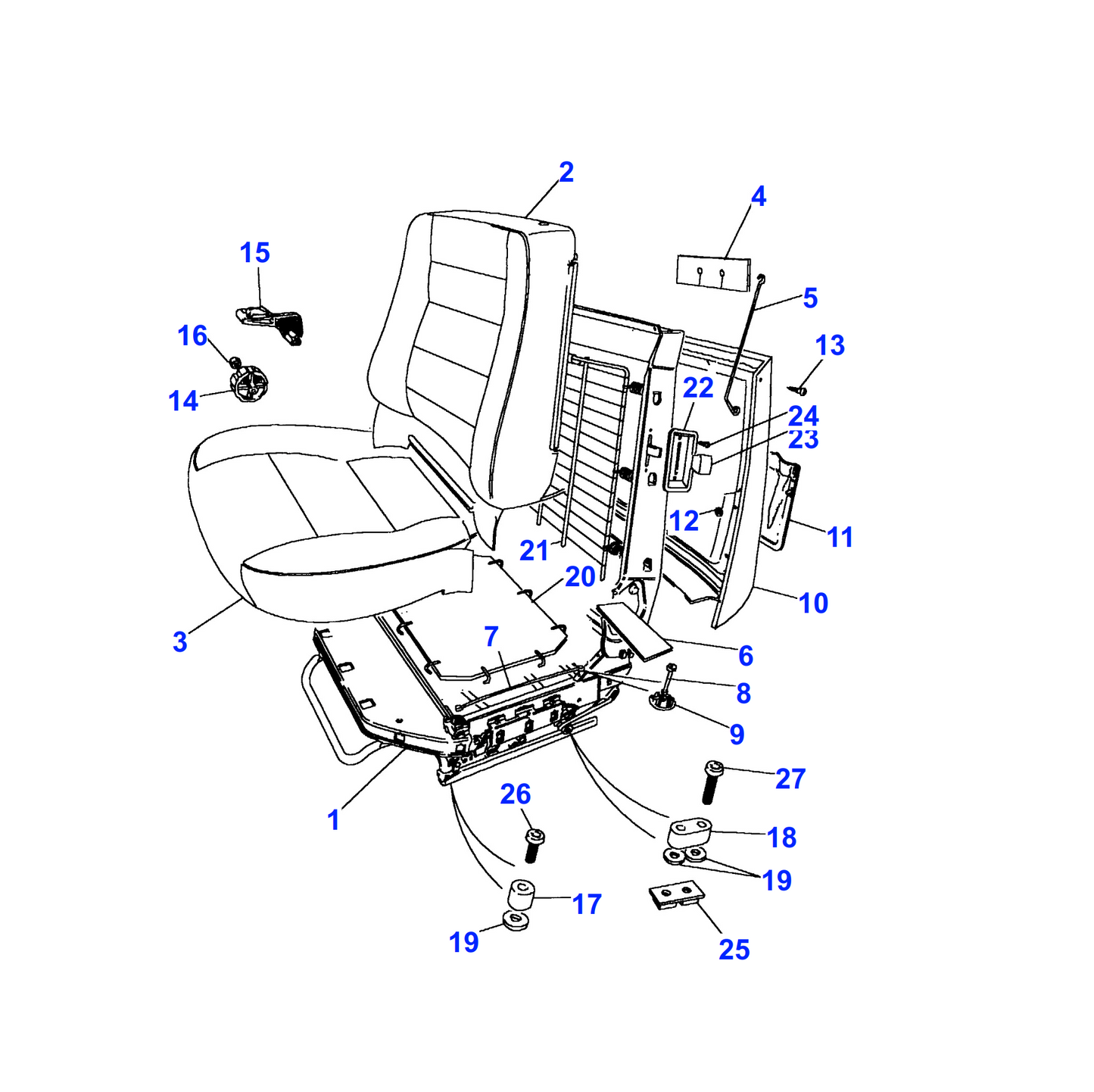 Recline Mechanism Manual Front Seat Squab Range Rover Classic - MUC1625 RTC6390 MWC2955