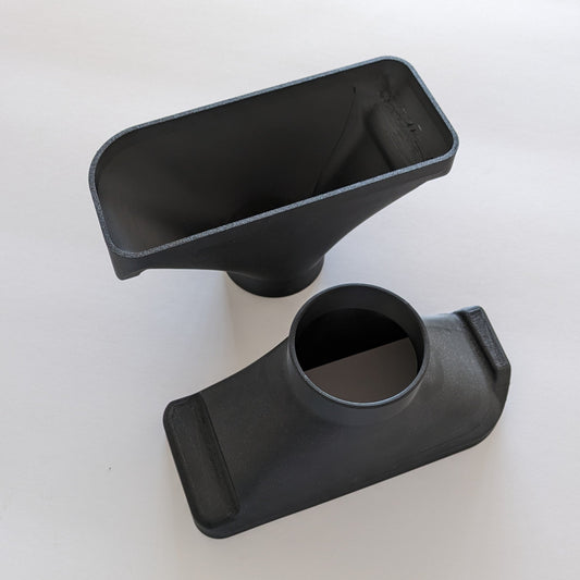 BMW E36 fog light cold air intake for brake ducts — BMW E36 Fog Light Ducts for Cold Air Intake Left and Right Duct Replacement parts for the OEM E36 3-Series fog lights. These ducts can be routed to a cold air intake or used for additional brake cooling. The duct side has a 65mm outer diameter (OD). Attaches via screws or adhesive. Replaces the following OEM part numbers 63178357389 & 63178357390 & 51118122449 & 51118122450 Will fit all 3-Series E36 BMWs from 1992 to 1998. 325i, 328i, 328is, 3…