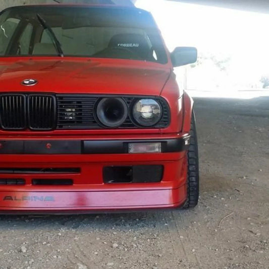 Cold Air Intake Headlight Replacement For BMW E30 — • Replaces a high beam headlight on either passenger or drivers side. • 3 inch outlet, easily connectable to air box with 3 inch flex hose. • Will also connect to some aftermarket inline airboxes • There is tight clearance due to the core support behind the drivers side headlight but will still accept 3 inch hose. • If connected to hose, it will be hard to put on a hose clamp but it will fit at the right angles. • Only tested on late model headlight and o…