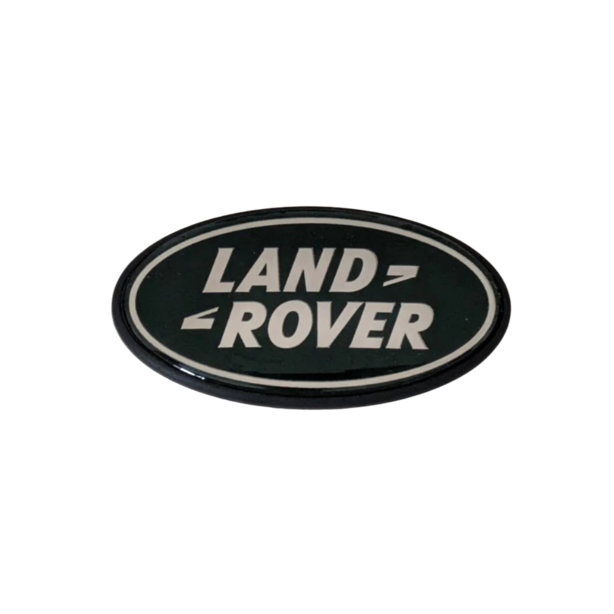 Range Rover Classic Grille Badge Plinth & BADGE — Rear Tailgate / Silver & Green — Enhance your Range Rover Classic's authentic style with this high-quality badge plinth and badge set. Whether you're restoring a classic or adding a personal touch, this is the perfect finishing detail.