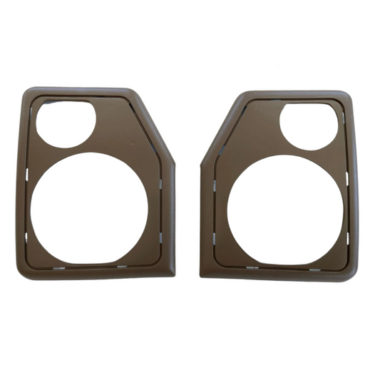 Range Rover Classic Speaker Cover Frame BTR9638 / BTR9639 / BTR4216 / BTR4217 — Tan / Without — Range Rover Classic Speaker Cover Frame BTR9638 / BTR9639 / BTR4216 / BTR4217 Left and Right side included Replaces Part Numbers: BTR9638LNF BTR9638SUA BTR9638LOY BTR9639LNF BTR9639SUA BTR9639LOY AWR2075SUA AWR2075LNF AWR2075LOY AWR2074SUA AWR2074LNF AWR2074LOY