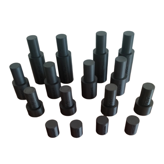 Range Rover P38 Calibration blocks EAS air suspension LRT-60-003 — This is a set of height blocks for calibration of the level sensors on the Range Rover P38 Calibration blocks EAS air suspension LRT-60-003 The diameter that goes into the bumpstop is 30mm and the big diameter to support to the flange of the bumpstops is 45mm. Part Number: LRT-60-003 HIGH 2x 145mm rear 2x 140mm front STANDARD 2x 105mm rear 2x 100mm front LOW 2x 80mm rear 2x 75mm front ACCESS 2x 40mm rear 2x 35mm front Warnig: USE AT OWN RIS…