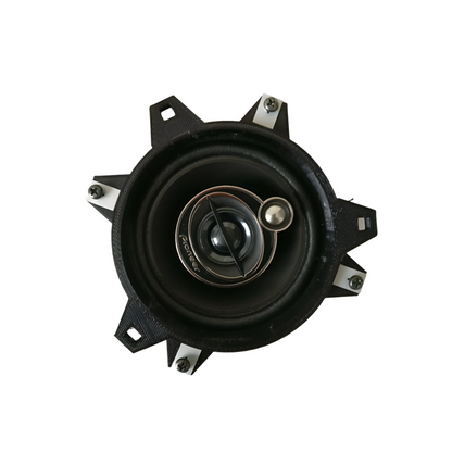 Speaker Adapters for Smart 450 — Adapter for converting the 10 cm 3-hole to 10 cm 4-hole speakers in a Smart 450 (10/2000+). The existing 10 cm speakers in the vehicle have three mounting holes but replacement speakers have four.