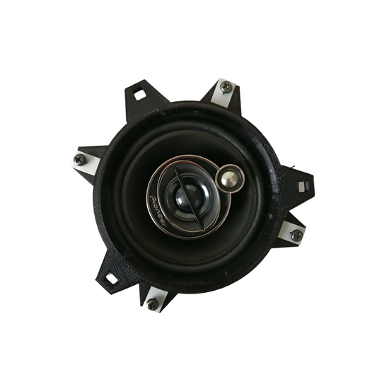 Speaker Adapters for Smart 450 — Adapter for converting the 10 cm 3-hole to 10 cm 4-hole speakers in a Smart 450 (10/2000+). The existing 10 cm speakers in the vehicle have three mounting holes but replacement speakers have four.
