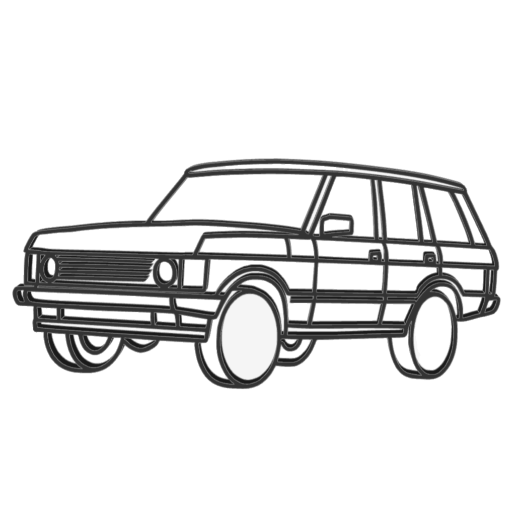 Range Rover Classic Silhouette — Range Rover Classic Silhouette — a sharp profile for fans of the original Range Rover. Use it when you want car silhouette decoration that reads at a glance, without a busy poster or generic wall art. This manufactured piece is 28cm wide, so the classic outline stays clear on a shelf, desk, or display ledge. Range Rover classic silhouette for car-themed decor 28cm width for flexible placement Manufactured decor piece, ready to display